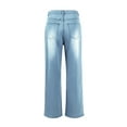 thumbnail image 4 of Wide Leg Jeans for Women Casual High Waisted Strechy Straight Leg Loose Tummy Control Denim Pants with PocketLight Blue S, 4 of 6