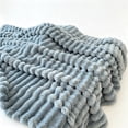 thumbnail image 2 of Throw Blanket Ribbed Striped Plush 47x83 Inches Washable for Couch Sofa Bed, 2 of 7