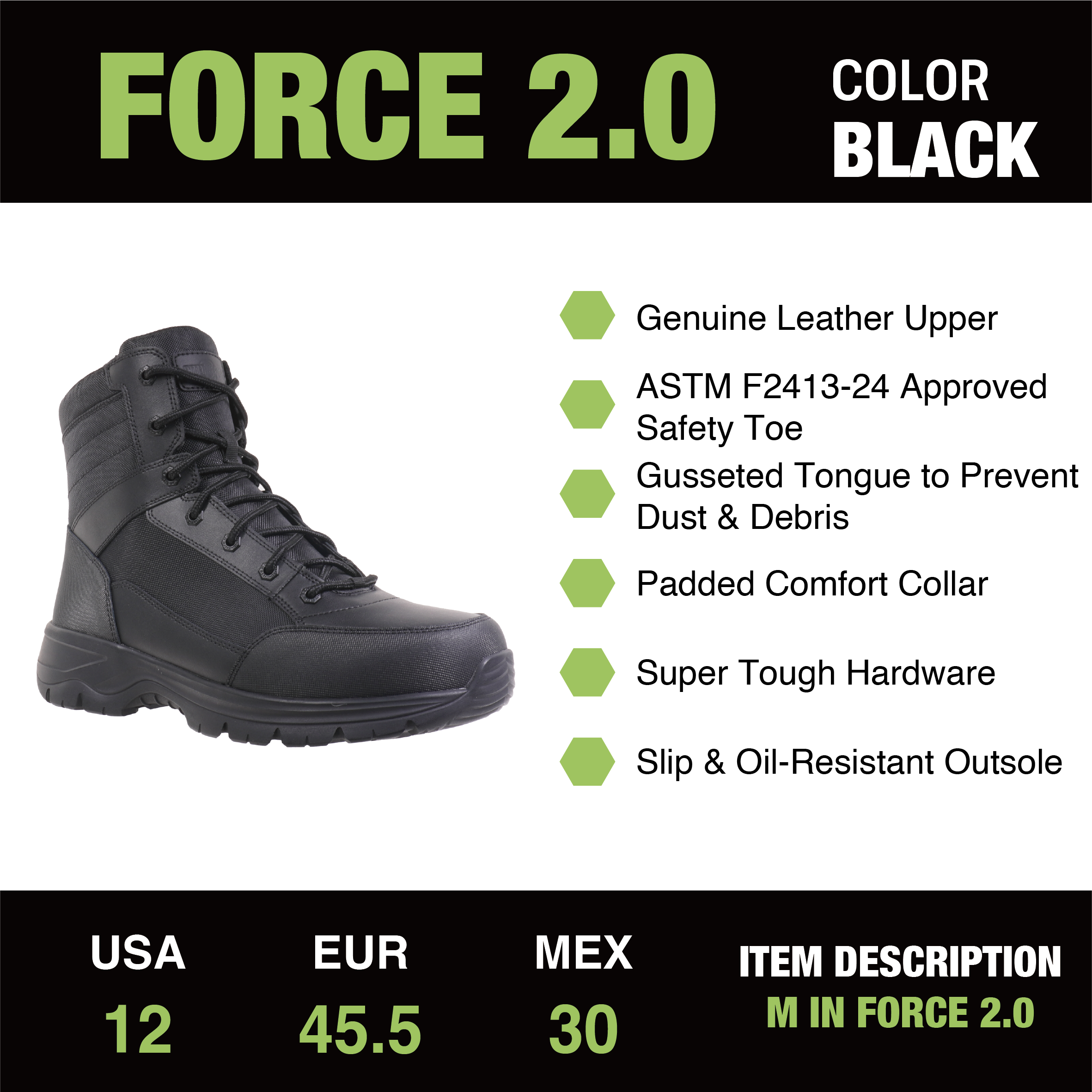 Interceptor Men's Force 8" Steel Toe Tactical Boots photo 4