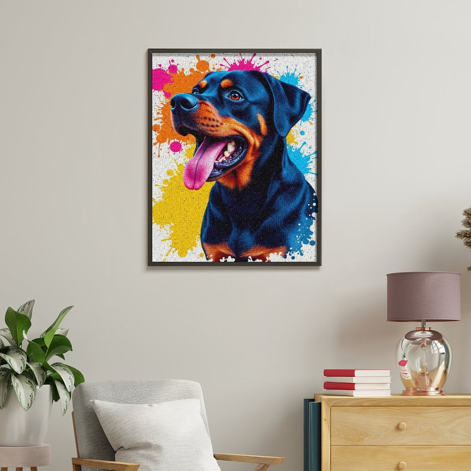 Paint By Numbers Kit for Adults Beginner - DIY Colorful Dog Abstract Splash Art Canvas Painting Kits for Adults, Frameless Paint By Number for Adults for Home Wall Decor 16x20 Inch