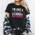 thumbnail image 5 of Good Girl with Bad Habits T-Shirt, Grunge Pink and Skeleton Hands Navy, Black, and White Tee for Wild and Rebellious Women, 5 of 8