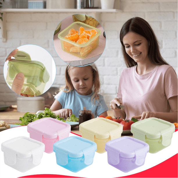 ¡Ofertas especiales! Recipientes de plástico de 2 oz con tapa, color rosa. Caja de almacenamiento sellada de 150 ml para mantener la frescura, color rosa. Recipientes pequeños para alimentos con