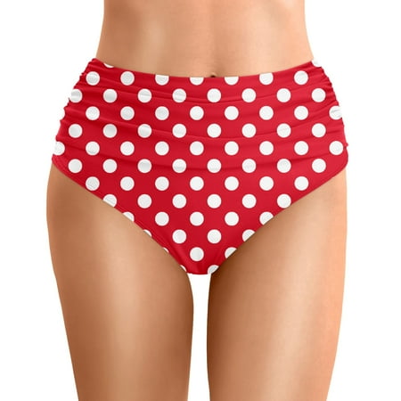 UFOUND Women High Waist Bikini Bottoms Swim Briefs Beach Shorts Ruched Bottom High Cut Swim Bottom Full Coverage Sports Yoga Shorts Swimbottom Swimwear Soft Hawaii Tropical Summer Beachwear