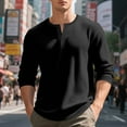 thumbnail image 4 of KHONTS Men's Henley Long Sleeve Shirts Waffle Button up T-Shirt Lightweight Thermal Undershirts Black M, 4 of 9