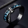 thumbnail image 3 of Anillo HUOGUO, moderno, de aleación abstracta geométrica con diamantes para mujer, 3 of 5