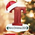 thumbnail image 2 of Luoshdecor Christmas Letter Ornaments 2025,Personalized Initial White Glitter Letters Hat Ornaments,Merry Christmas Pendant for Xmas Tree Wedding Home Decor (T), 2 of 6