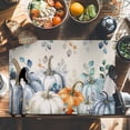 thumbnail image 6 of Fall Pumpkin Placemats Set of 6 Grass Green Eucalyptus Linen Texture Heat Insulated Linen Place Mats, Washable Stain-Proof Table Mats for Dining Tables Holiday Decor 13x19inch, 6 of 9