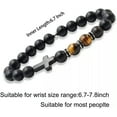thumbnail image 4 of EOEMY Natural Stone Cross Bracelets Tiger Eye Lava Bead Bangle Men Women Charm Jewelry-Lava6#, 4 of 9