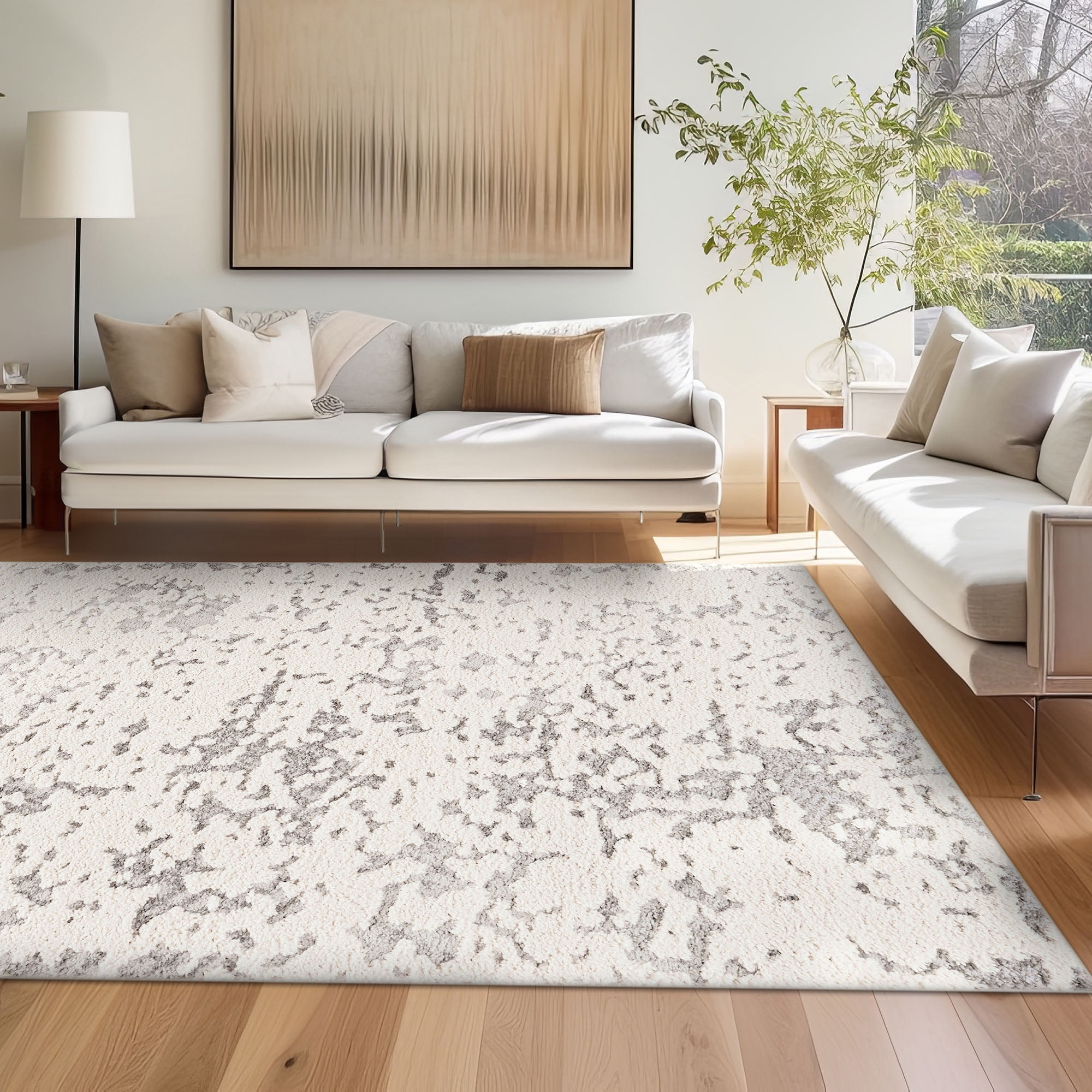 Bliss Rugs Artisan Shag Contemporary 2' x 3' Beige and Ivory Indoor Area Rug