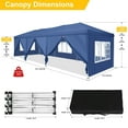 thumbnail image 6 of HOTEEL 10x30 Pop up Canopy Tent with 8 Sidewalls, Outdoor Wedding Event Tents for Parties Backyard, Instant Carport,Sun Shelter Gazebo,Blue, 6 of 9