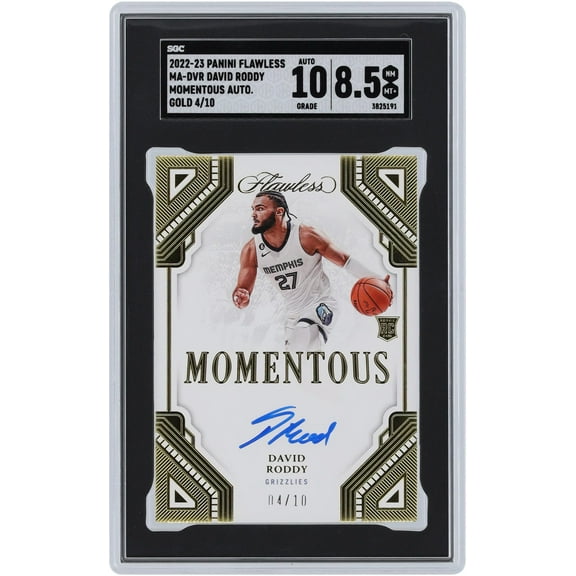 David Roddy Memphis Grizzlies Autographed 2022-23 Panini Flawless Momentous Gold #MA-DVR #4/10 SGC Authenticated 8.5/10 Rookie Card - Fanatics Authentic Certified