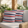 thumbnail image 3 of 24x24 Pillow Covers Set of 2, Red Navy Blue Striped Square Throw Pillow Covers for Couch/Sofa/Living Room, Farmhouse Stripes Modern Abstract Art Decorative Soft Pillowcases for Couch Throw Pillows, 3 of 9