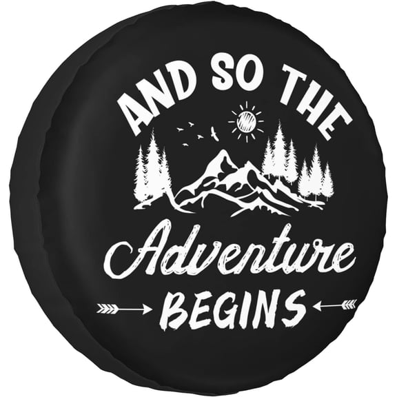 and So The Adventure Begins Rv Spare Tire Cover for RV Trailer Camper Wheel Protectors Weatherproof Universal for Trailer Rv SUV Truck Travel Trailers (15 inch)