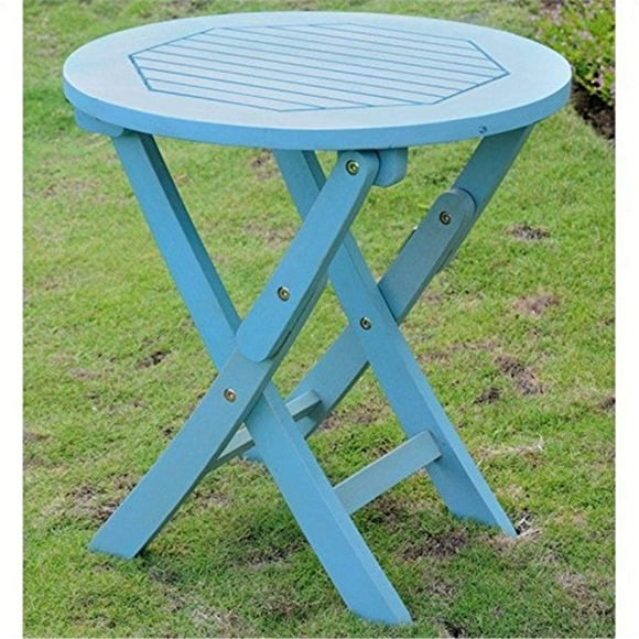 Mesa plegable International Caravan de madera de acacia redonda Sky Bl