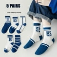 thumbnail image 3 of Zanarzt Toddler Socks Non Slip Toddler Crew Cotton Socks Unisex Baby Boy Girl School Socks for Kids Back to School Must Haves Dark Blue,12-16 Years, 3 of 3