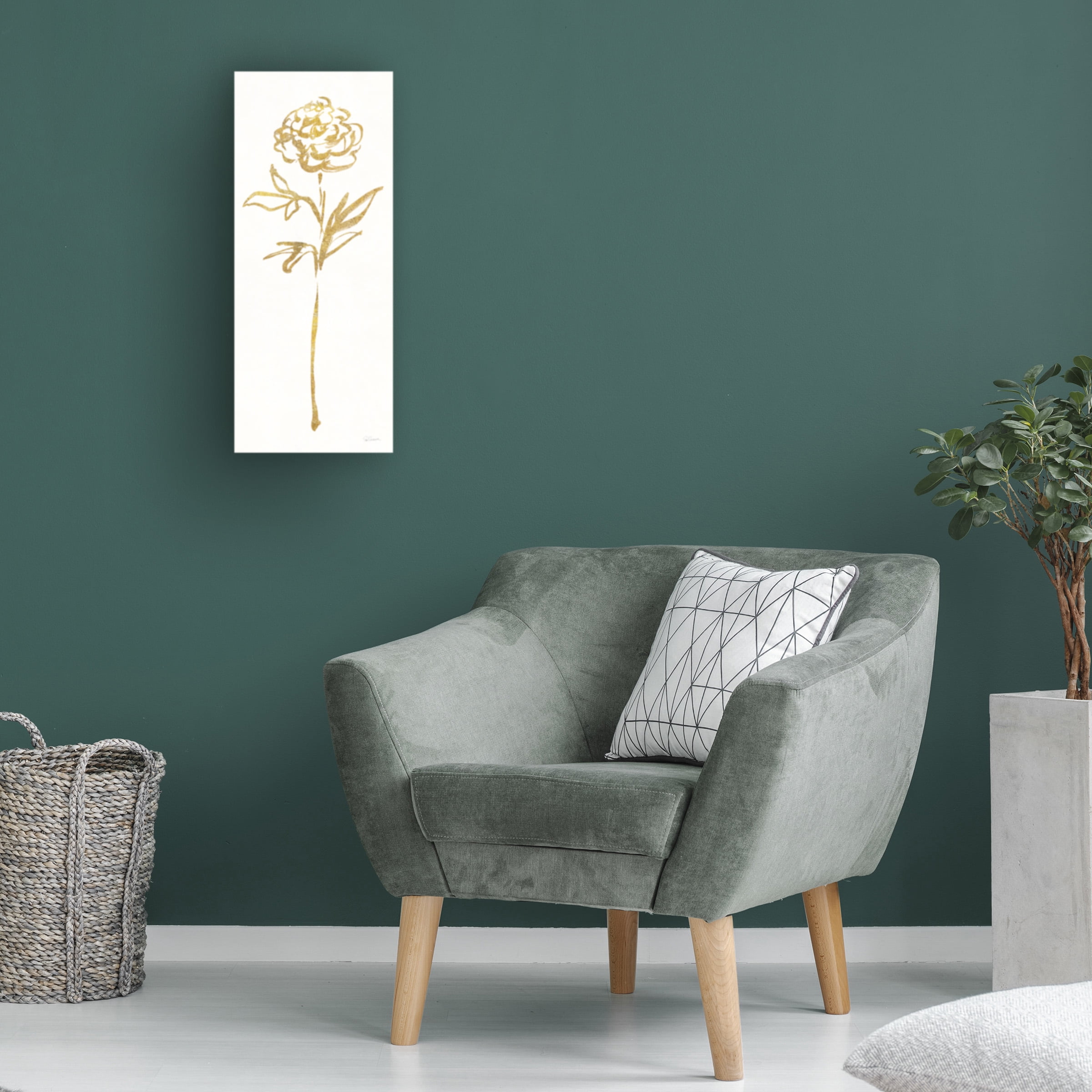 Sue Schlabach 'Floral Line II White Gold' Canvas Art