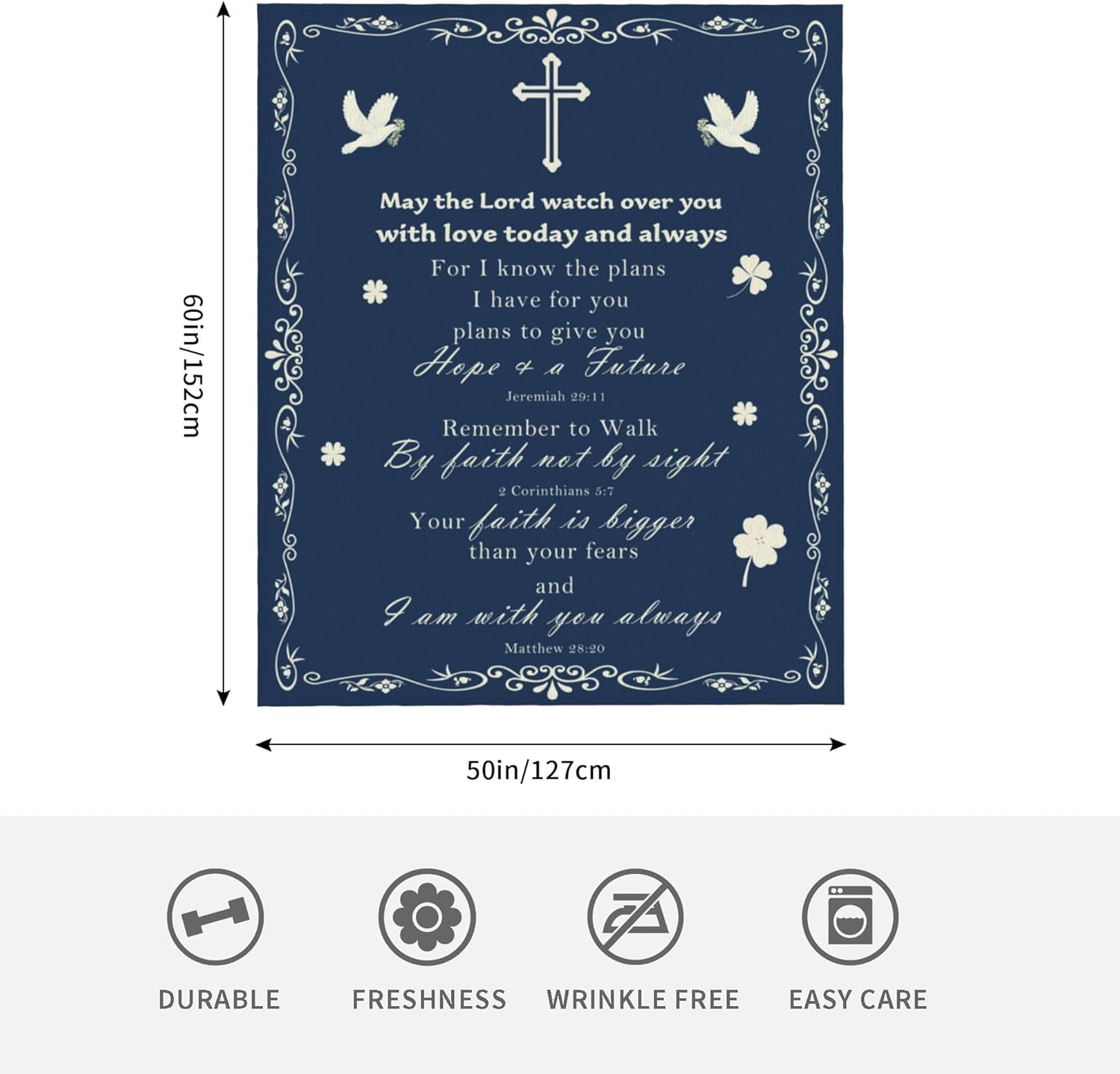 Christian Gifts: Inspirational Spiritual Scriptures, Catholic Bible Verse Blessed Blanket Prayer Praying Faith Men Woman Birthday Gifts