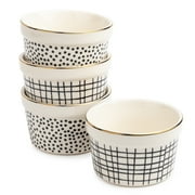 Thyme & Table Stoneware Ramekin, Black & White Dot & Cross, 4-Piece Set