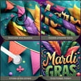 thumbnail image 4 of Golden Mask Mardi Gras Banner Colorful Feathers Carnival Display Purple Green Gold Beaded Decoration Festive Backdrop for Carnival Party Mardi Gras Celebration Festival Parade, 4 of 9