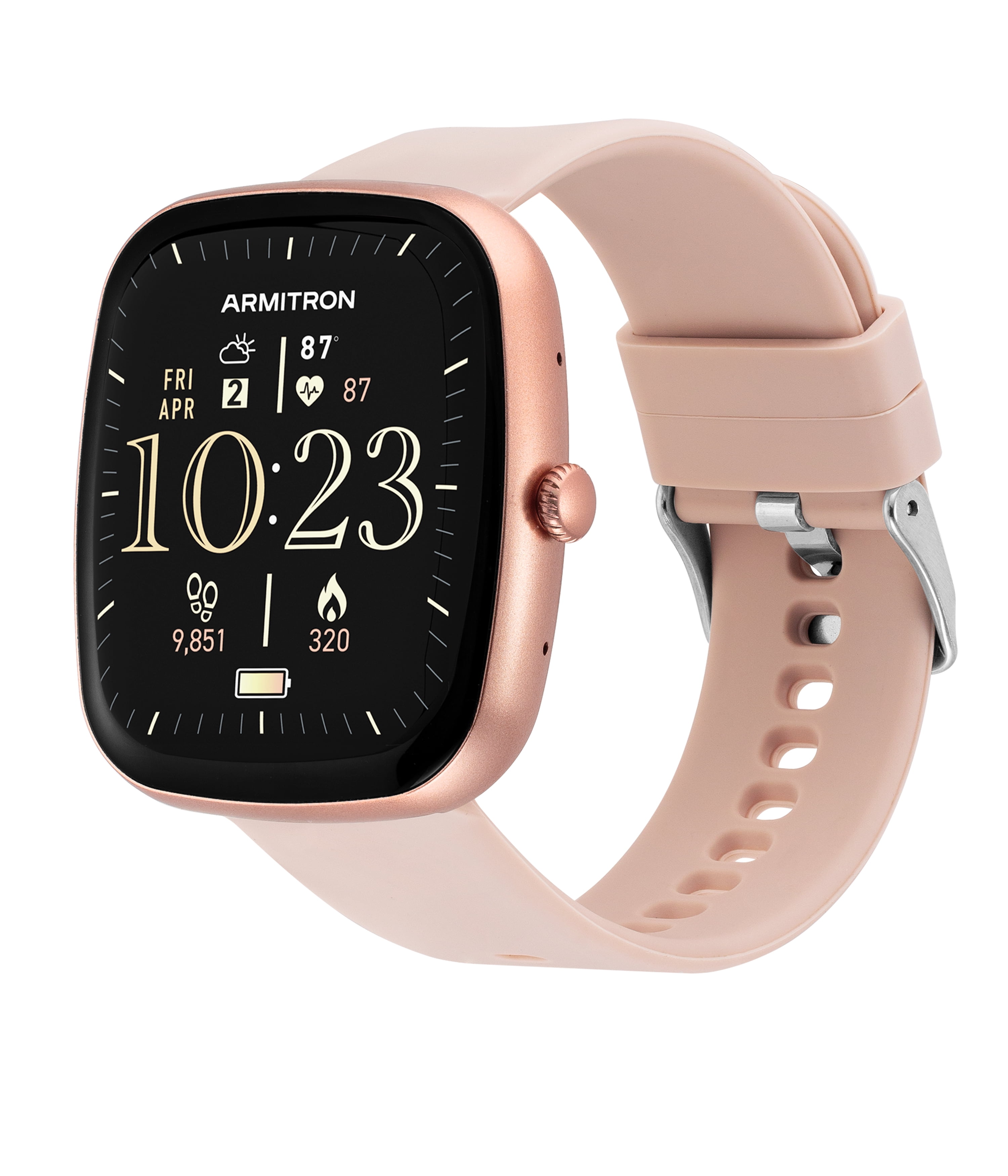 Armitron Connect - Unisex Eclipse Smartwatch - Make and Receive Calls - Beige Silicone Band