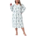 thumbnail image 2 of Agnes Orinda Women's Plus Size Nightgown Lace Trim Floral V Neck Long Sleeve Sleepwear Soft Chemise Lounge Nightdress Nightie 4X White Blue, 2 of 6