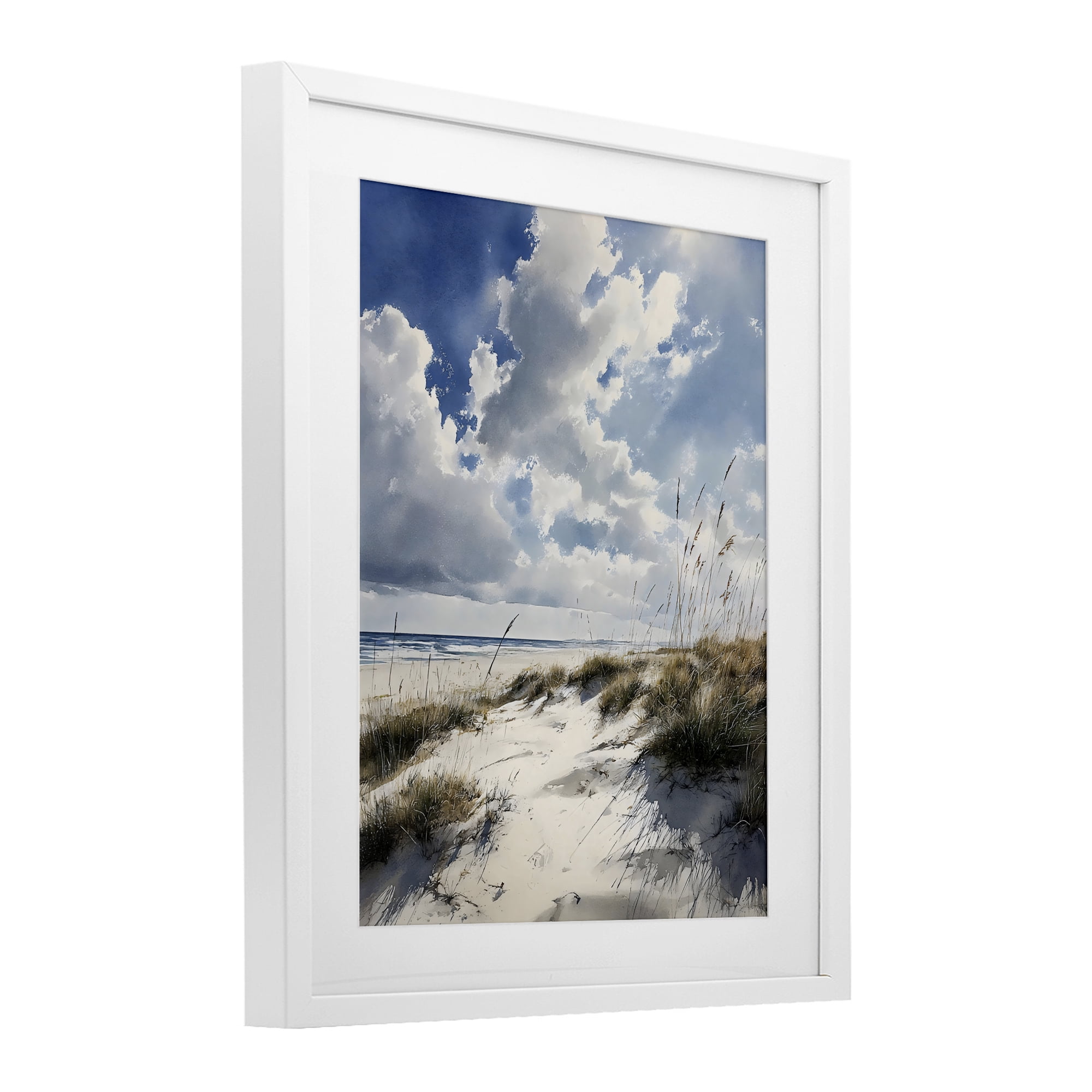 Stupell Industries Midday Sunny Beach Dunes White Framed Print Under Glass, design by Franklyn Gregory