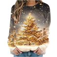 thumbnail image 3 of Feancey Christmas Tree Sweatshirt for Women Fall Winter Xmas Casual Crewneck Pullover Comfy Loose Long Sleeve Top Novelty Holiday Sweatshirts Yellow XXL, 3 of 7