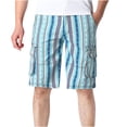 thumbnail image 1 of Birdeem Mens Plus Size Cargo Stripe Shorts Multi-Pockets Relaxed Summer Beach Shorts Pants, 1 of 3