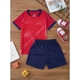 thumbnail image 6 of Alvivi Children's 2Pcs Quick-Dry Short Sleeve T-Shirt+ Shorts Activewear Set Breathable Basketball Football Sports Suit Red 7-8, 6 of 7
