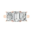 thumbnail image 2 of 4.0 ct emerald cut clear Zircon 18k rose gold 3 stone Bridal Wedding Engagement Promise Anniversary Ring for Women size 6, 2 of 7