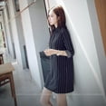 thumbnail image 2 of Women's Striped Button up Collar Summer Long Sleeve Shirt Dress, 2 of 6