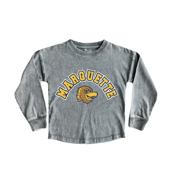 Girls Youth Gameday Couture Gray Marquette Golden Eagles Faded Wash Pullover Top
