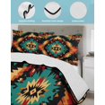 thumbnail image 4 of Boho Orange Teal King Size Down Alternative Comforter, Lightweight Comforter Quilt Bedding Set with Pillow Shams Geometric Vintage Southwestern Ethnic All Seasons Bed Comforter Duvet Insert 96"x106", 4 of 7