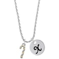 thumbnail image 1 of Delight Jewelry Two-tone 3-D Candy Cane Silvertone Script Initial Disc - X - Charm Necklace, 20"+3", 1 of 1