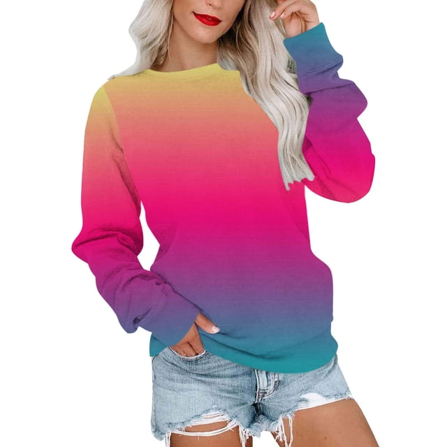 Chandails à Capuchon de Mode pour Femmes 2023 Col Rond Mode Décontractée Manches Longues Imprimé Chandail en Molleton Hauts Blouse 50 % de Rabais Liquidation Costumes Halloween/noël