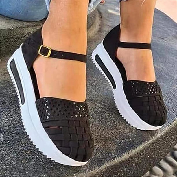Sandalias casuales de mujer con hebilla tejida hueca de suela gruesa de primavera y verano Wmkox8yii shjk2973