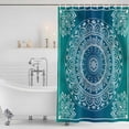 thumbnail image 4 of Teal Blue Boho Waterproof Fabric Shower Curtain,Retro White Rustic Flower Ethnic Pattern Waterproof Fabric Shower Curtain for Bathroom Curtains Bathtubs Shower Curtains with 12 Hooks Standard 66x72, 4 of 7