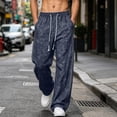 thumbnail image 2 of Kaemgyyd Big and Tall Men's Baggy Wide Leg Sweatpants Side Striped Pants with Drawstring Waist Trousers Streetwear Travel Clothes（Blue,4X-Large）, 2 of 7