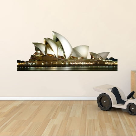 Vinyl Home Sydney Opera House Decor Adhesive Wall Art Decal Design - 22" x 36" Kids Bedroom Living Room Australia's Tourist Spot Performing Arts Center Stage Removable Wall Decoration Sticker