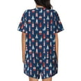 thumbnail image 6 of Uemuo Cartoon Lighthouse Pattern Women's Short-Sleeved Pajama, Button-Front Loungewear, 2-Piece Summer Sleepwear, Elastic Drawstring Shorts-4X-Large, 6 of 7