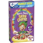 Lucky Charms Berry Swirl Kids Breakfast Cereal with Marshmallows, Family Size, 18.4 oz