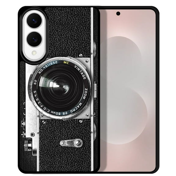 WIRESTER Shockproof Soft Rubber Cover Case for Samsung Galaxy S25 Edge 6.7 inch 2025, Retro Vintage Camera Zoom