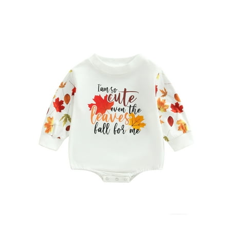 

Meihuida Baby Romper Long Sleeve Round Neck Maple Leaf/Christmas Tree Print Bodysuit