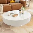 thumbnail image 2 of Euroco Coffee Table with 6.8" Thick Tabletop, Modern Drum End Table, Minimalist Fluted Center Table with Sturdy Base for Living Room,31.5"*31.5"*13.7", 2 of 9