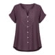 thumbnail image 4 of Craaazy Women's Relaxed Fit V Neck Blouse, Solid Color Short Sleeve Lace Trim Top, Loose Comfy Summer Tee for Work & Weekend Gifts, 4 of 9
