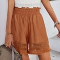 thumbnail image 3 of Pantalones cortos para mujer pantalones cortos de encaje de cintura alta informales de verano con dos bolsillos cintura elástica pantalones cortos sueltos para el trabajo ANGGREK  Otros, 3 of 6