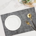 thumbnail image 6 of SMIXLN Placemats Set of 4, Vinyl Woven Place Mats for Kitchen Table Indoor/Outdoor, Washable Placemat Wipeable Dining Table Mats, Gray, 12x18 Inch, 6 of 8