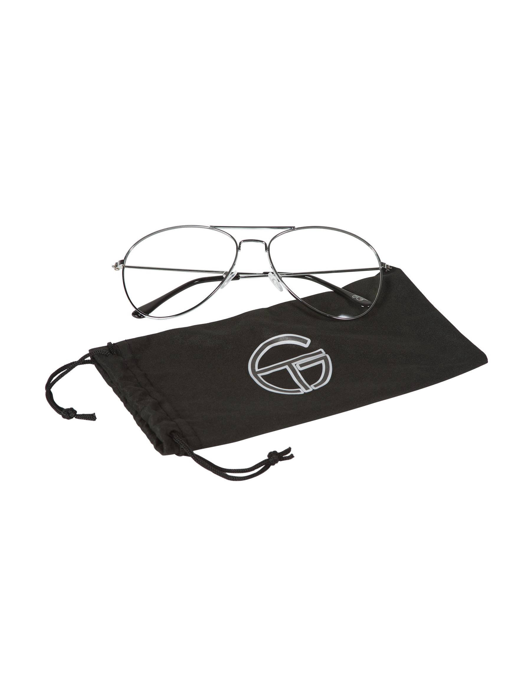Gravity Shades Clear Lens Aviator Sunglasses, Black/Gold/Silver