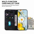 thumbnail image 5 of For iPhone 16 Plus 6.7" lily Embossed Strong Magnetic Attachment/Closure, Card Slots/Pocket, PU Leather Flip Wallet Case ﻿,Black,For iPhone 16 Plus, 5 of 7