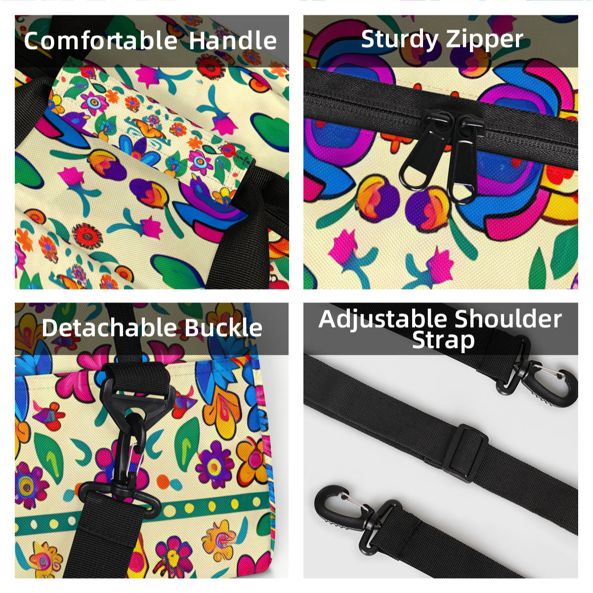 Herdesigns Sports Duffle Bags Travel Duffle Bag Gym Bag Birds Colorful Flowers Mexican Weekender Travel Bag Waterproof Overnight Bag Carry On Travel Tote Bag Dance Bags